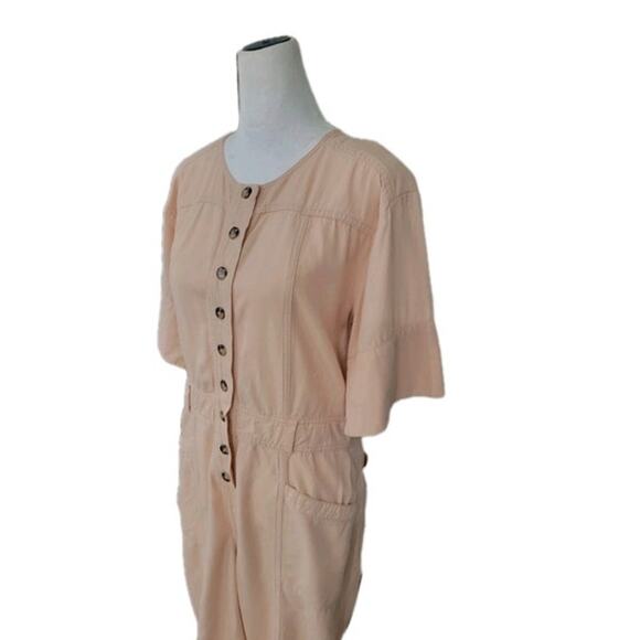 Madewell Womens Top-Stitched Coverall Jumpsuit Blush Short Sleeve Utility Size 0 - Picture 6 of 14